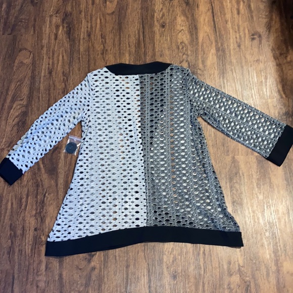Ali Miles Sheer Button Cardigan Black/Gray/Silver Women’s Size Small - Picture 9 of 9